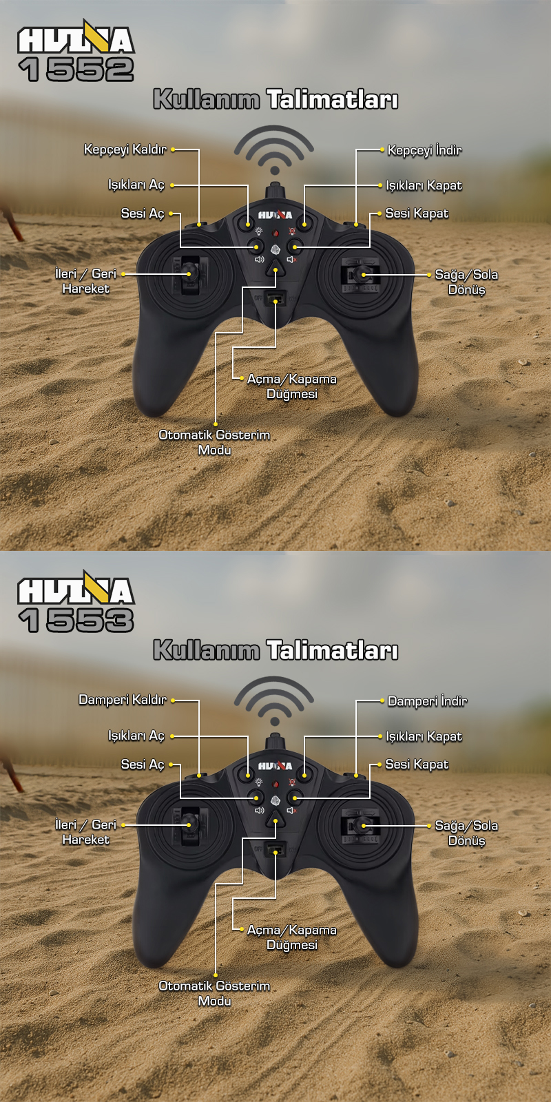 HUINA 1552/1553 RC Model İş Makinesi İçin Kumanda