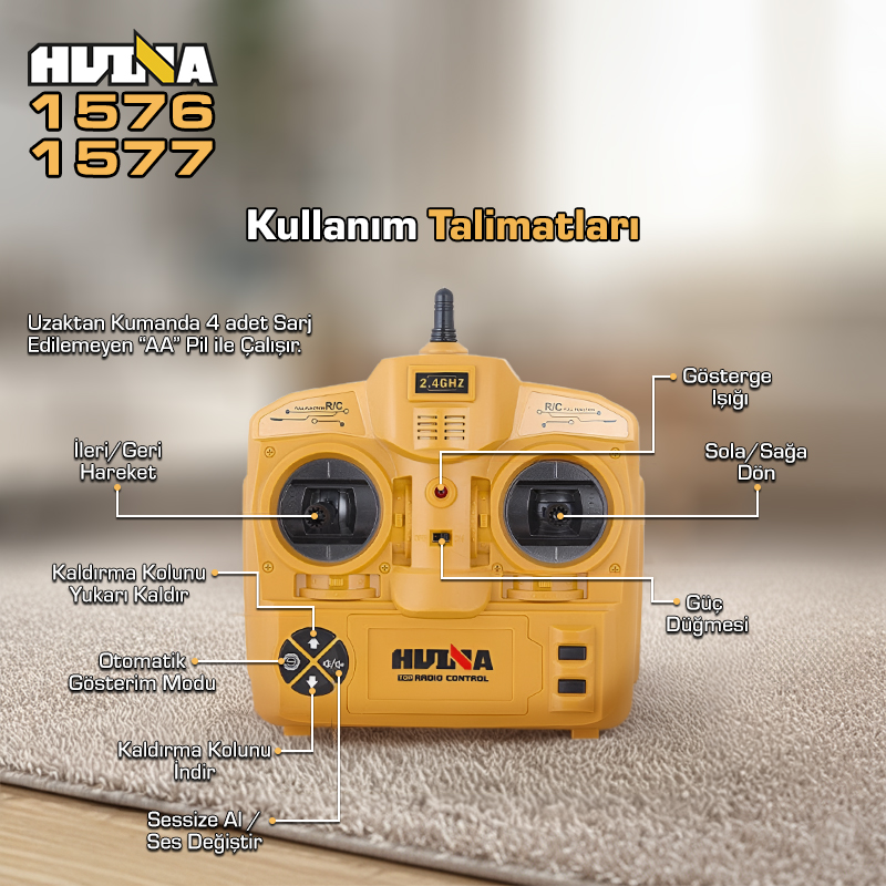 HUINA 1576/1577 RC Model İş Makinesi İçin Kumanda
